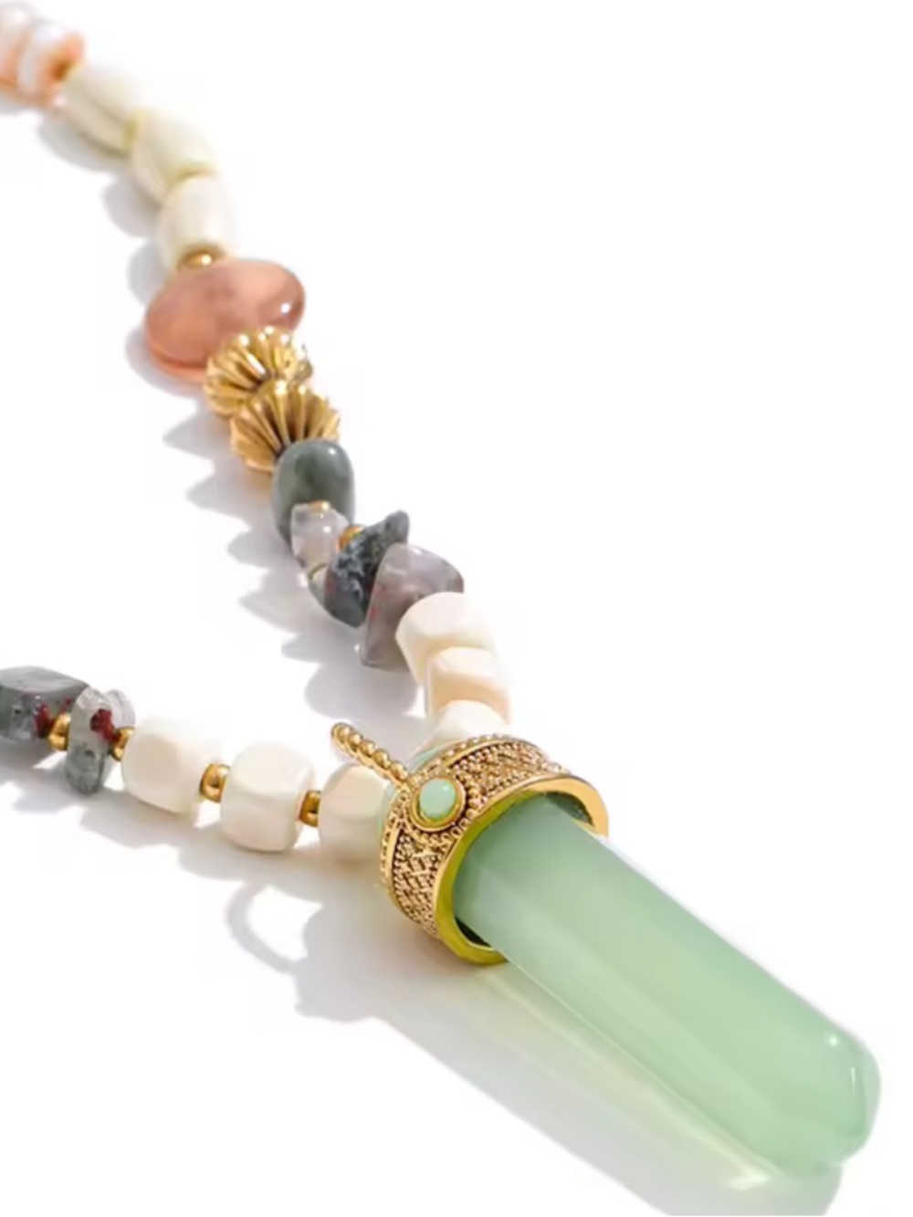 Whimsical Green Jade Beaded Necklace - Picture 8 of 15